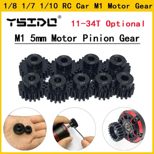M1 5mm 11T 12T 14T 15T 17t 18t 20T 21t 22T 24T 25T 26T 28T 30T steel metal Pinion Motor Gear For 1/10 1/8 1/7 RC Model Car Motor