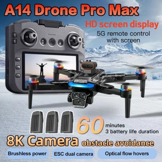 A14 Pro Max For Xiaomi GPS Drone 8K HD Camera Screen Remote Contro lFlow Obstacle Avoidance Brushless Quadcopter Obstacle toys